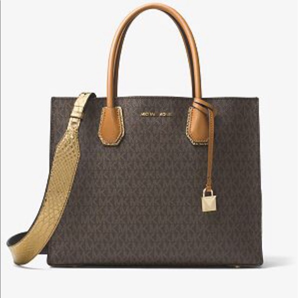 Michael Kors Handbags - NWT Michael Kors Gold Guitar Strap Snake embossed
